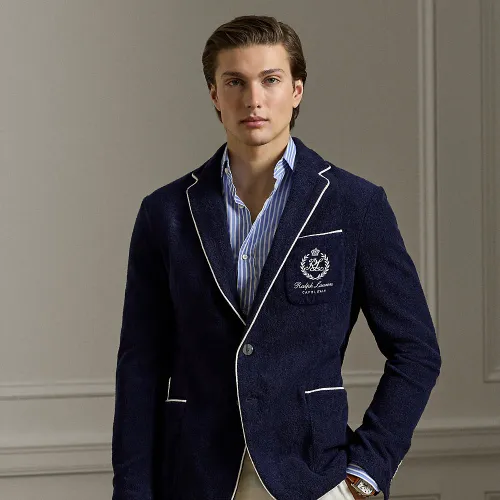 Blazer fait main brodé en coton éponge - Purple Label - Modalova