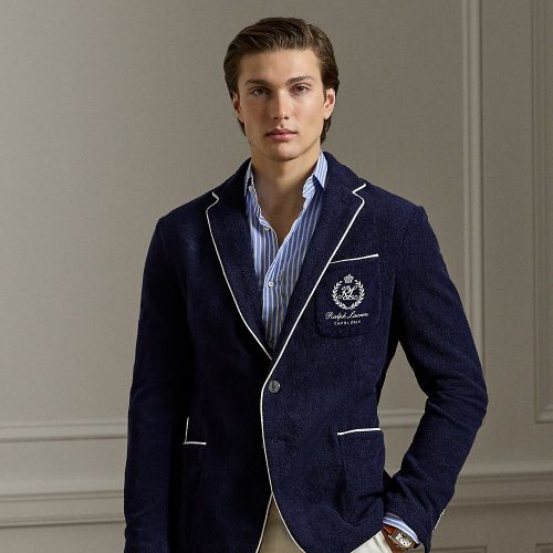 Blazer fait main brodé en coton éponge - Purple Label - Modalova