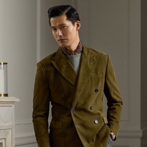 Blazer Kent confectionné main en daim - Purple Label - Modalova