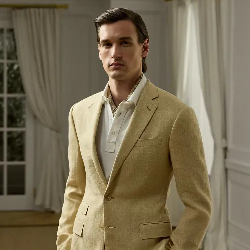 Veste Kent faite main en lin et soie - Purple Label - Modalova