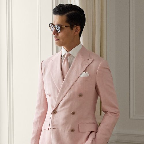 Veste Kent confectionné main soie et lin - Purple Label - Modalova