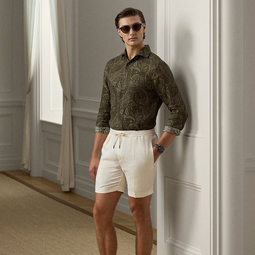 Short confectionné à la main lin et soie - Purple Label - Modalova