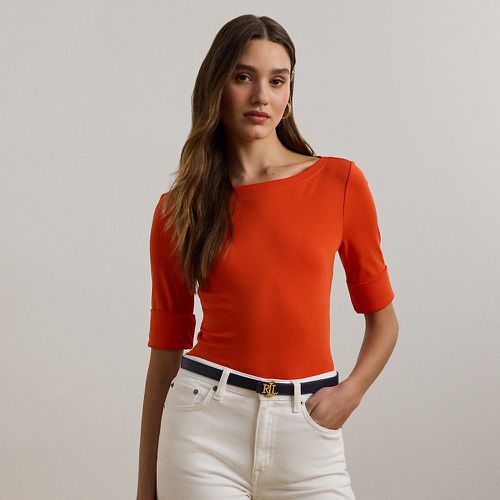 T-shirt encolure bateau en coton stretch - Lauren - Modalova