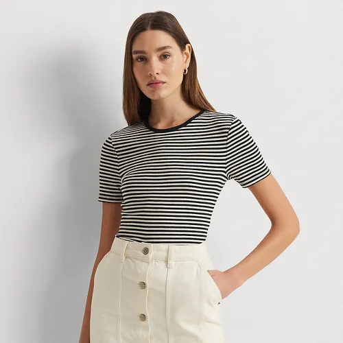 T-shirt à col rond en coton stretch rayé - Lauren - Modalova