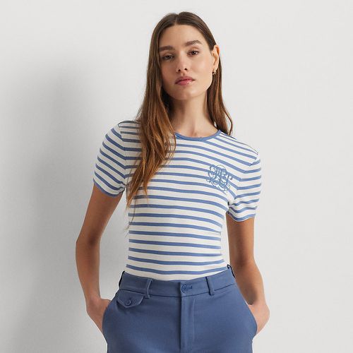 T-shirt à col rond en coton stretch rayé - Lauren - Modalova
