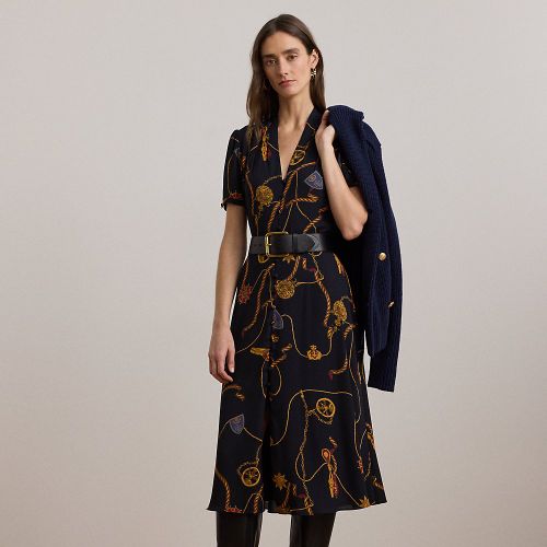 Robe ceinturée manches ballons georgette - Lauren - Modalova