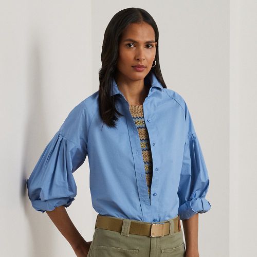 Chemise effet blousant popeline de coton - Lauren - Modalova