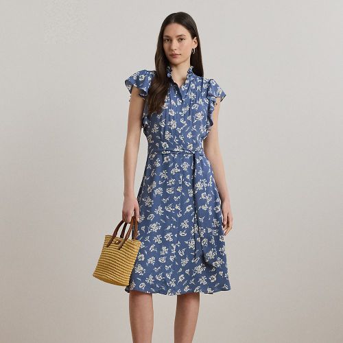 Robe-chemise ceinturée fleurie georgette - Lauren - Modalova