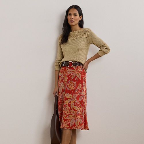 Jupe mi-longue fleurie en georgette - Lauren - Modalova