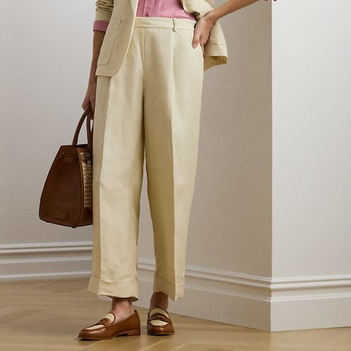 Pantalon large en sergé de lin mélangé - Lauren - Modalova