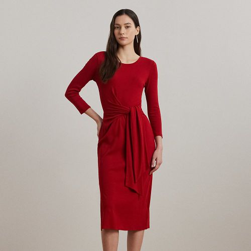 Robe col rond devant lacé coton mélangé - Lauren - Modalova