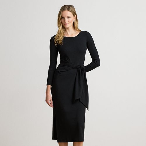 Robe col rond devant noué coton mélangé - Lauren - Modalova