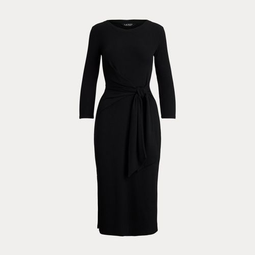 Robe col rond devant noué coton mélangé - Lauren - Modalova