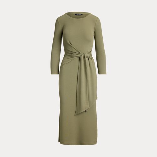Robe col rond devant noué coton mélangé - Lauren - Modalova