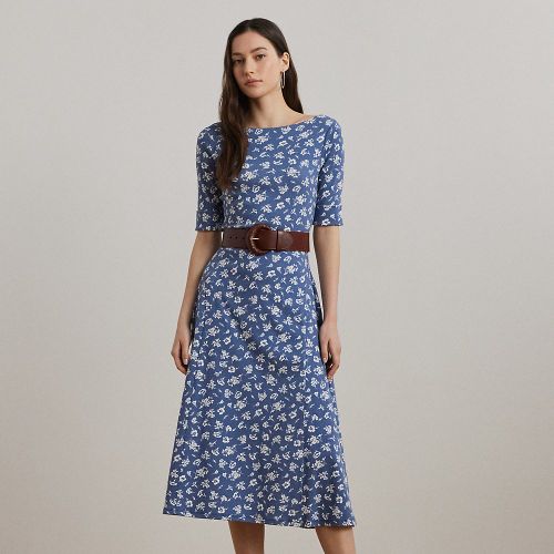Robe mi-longue fleurie en coton stretch - Lauren - Modalova