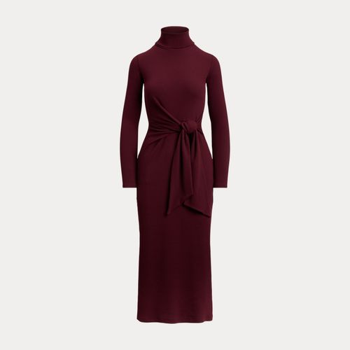 Robe col roulé devant lacé coton mélangé - Lauren - Modalova