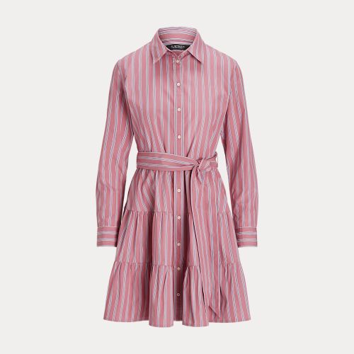 Robe-chemise volantée rayée en popeline - Lauren - Modalova