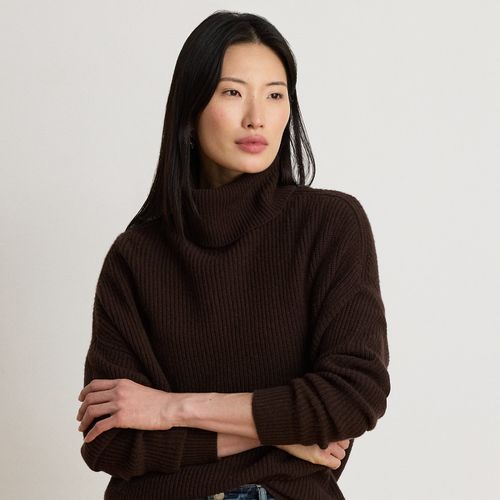 Pull col roulé côtelé laine et cachemire - Lauren - Modalova