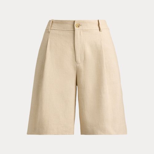 Bermuda à pinces tweed de lin et coton - Lauren - Modalova