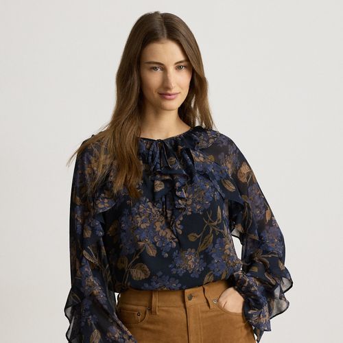Blouse bordure volantée en georgette - Lauren - Modalova