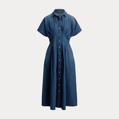 Robe-chemise plissée en denim - Lauren - Modalova