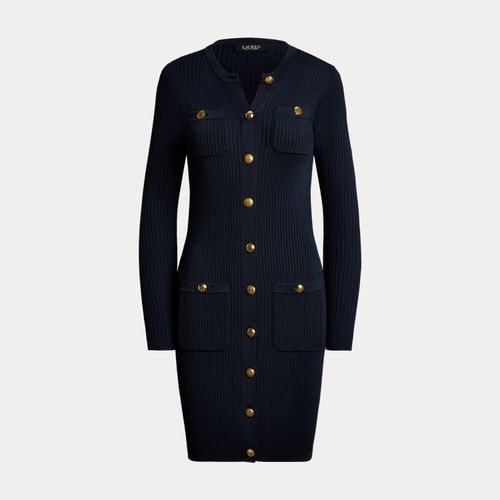 Robe-pull en tricot côtelé avec bordure de boutons - Lauren - Modalova