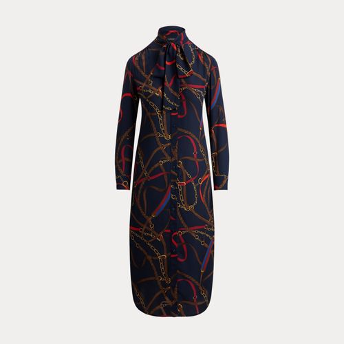 Robe-chemise lavallière motif georgette - Lauren - Modalova