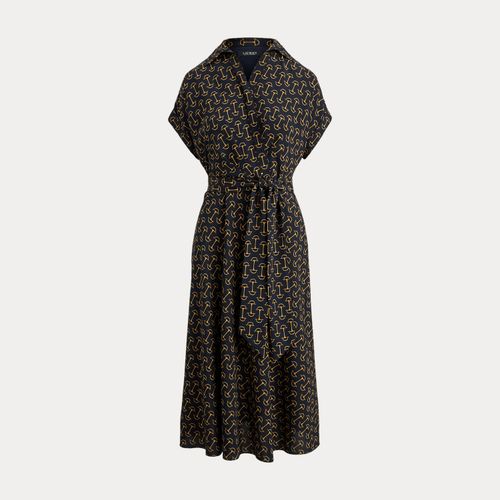 Robe ceinturée à motif géométrique crêpe - Lauren - Modalova