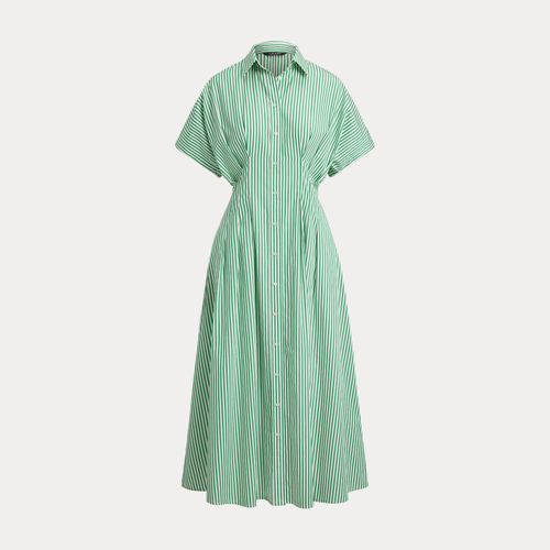 Robe-chemise rayée plissée en popeline - Lauren - Modalova