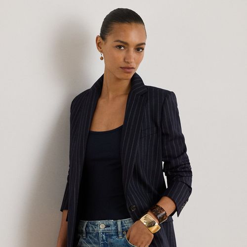 Blazer rayé en sergé de laine mélangée - Lauren - Modalova