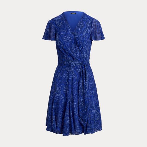 Robe col V croisé georgette cachemire - Lauren - Modalova