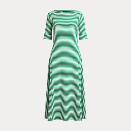 Robe midi côtelée rayée en coton stretch - Lauren - Modalova