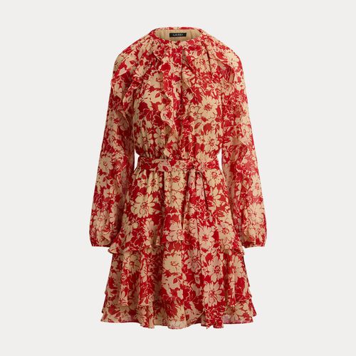 Robe gitane à motif en georgette - Lauren - Modalova