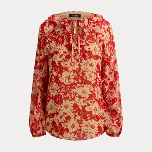 Blouse bordure volantée en georgette - Lauren - Modalova