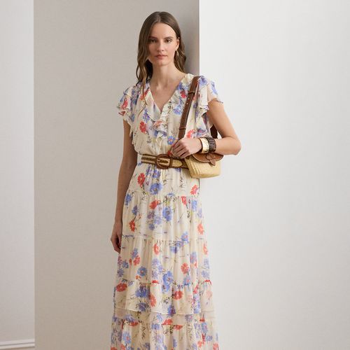 Robe gitane fleurie ceinturée georgette - Lauren - Modalova
