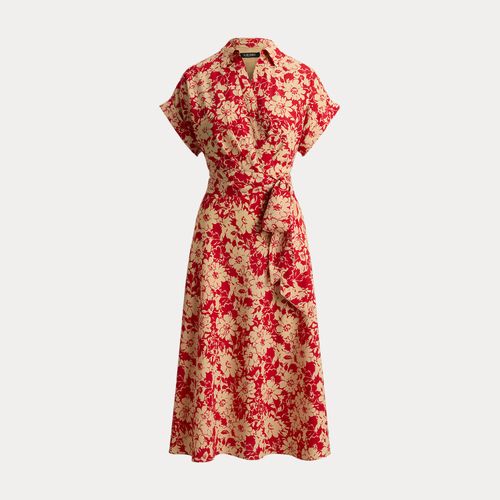 Robe fleurie ceinturée en crêpe - Lauren - Modalova
