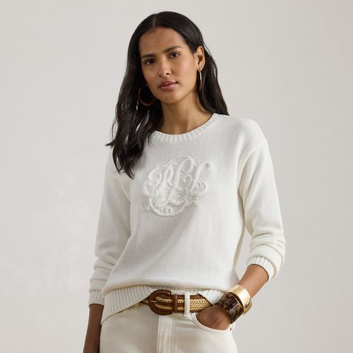 Pull à logo brodé en coton peigné - Lauren - Modalova