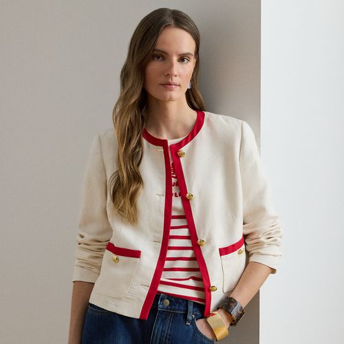 Blazer bicolore en sergé de lin mélangé - Lauren - Modalova