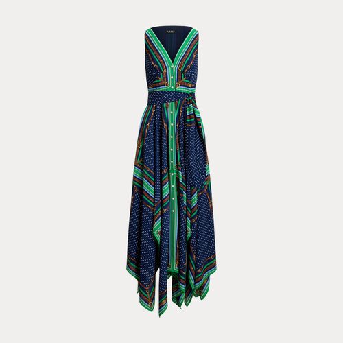 Robe ceinturée en georgette à pois - Lauren - Modalova