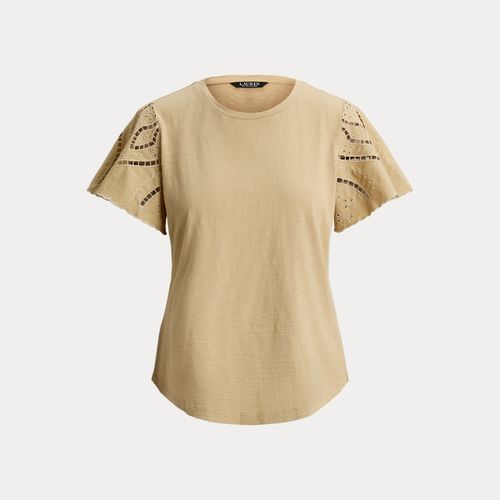 Haut brodé jersey de coton et popeline - Lauren - Modalova