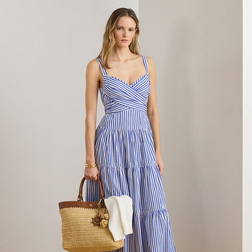Robe gitane rayée en popeline de coton - Lauren - Modalova