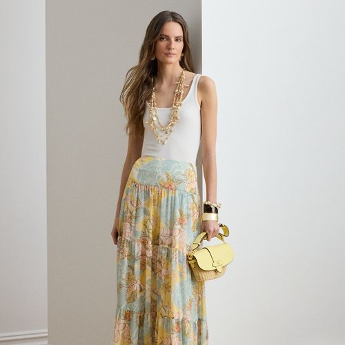 Maxi jupe gitane fleurie en georgette - Lauren - Modalova