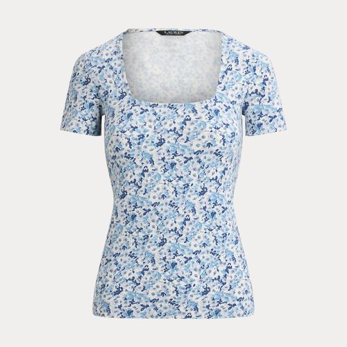 Haut fleuri en coton à col carré - Lauren - Modalova