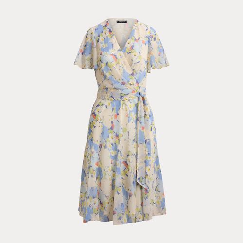 Robe col en V croisé georgette froissée - Lauren - Modalova