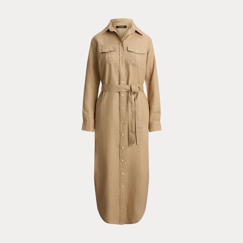 Robe-chemise ceinturée mi-longue en lin - Lauren - Modalova
