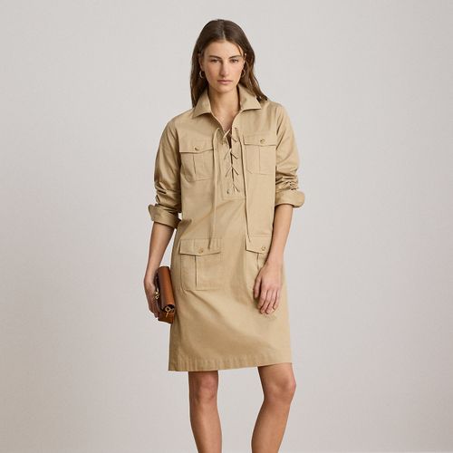 Robe-chemise à lacets en sergé de coton - Lauren - Modalova