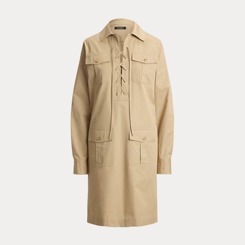 Robe-chemise à lacets en sergé de coton - Lauren - Modalova