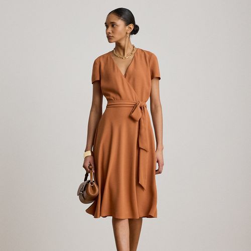 Robe ceinturée col en V croisé georgette - Lauren - Modalova