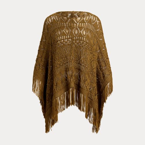 Pull poncho pointelle à bordure frangée - Lauren - Modalova
