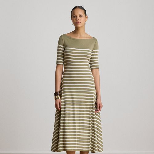 Robe mi-longue rayée et côtelée en coton - Lauren - Modalova